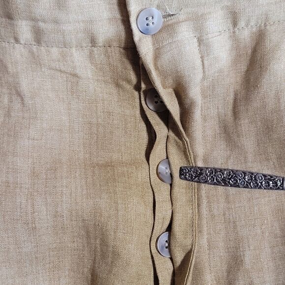 Romeo Gigli 100% Linen Vintage 90s Mens Tan Pants Italy Tag 48x32 Measures 32x28 - Picture 6 of 11